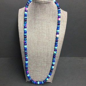 Long Toggle Necklace Silver Turquoise Blue Purple Pink Retro BoHo